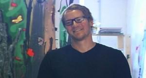 Artist Kim Dorland in his studio during summer 2008