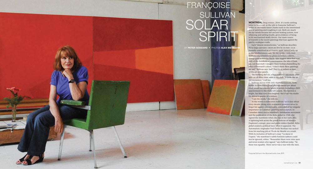 Magazine spread showing Françoise Sullivan in her Montreal studio, June 2010 / photo Alex Meyboom