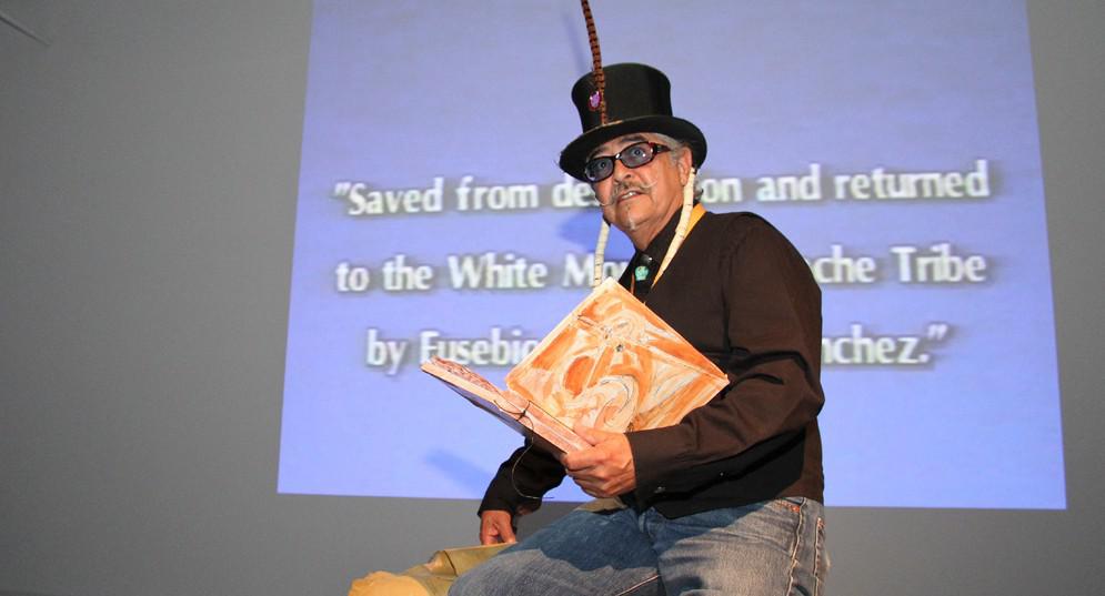 Joseph Sanchez's performance at the &ldquo;Frontrunners&rdquo; opening night Courtesy Plug In ICA / photo Jaya Beange
