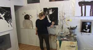 Margaux Williamson at work in the studio