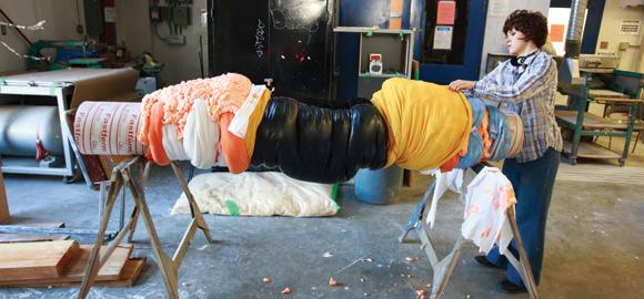 Emily Carr student Jasmine Reimer works on her graduate project in the university’s studios / photo Jeff Vinnick, ECUAD.
