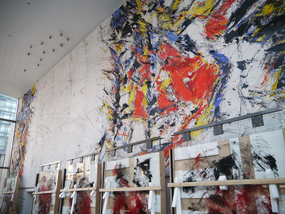 A view of Sandro Martini's installation in progress in the Burano atrium