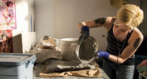 A student at does some mould-making in the Alberta College of Art and Design's sculpture studios. Photo: Dwayne Norman.
