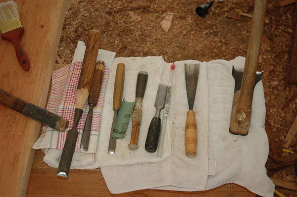 Some of the carving tools used by Tony Hunt and his colleagues.