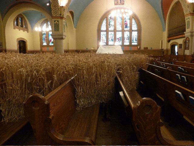 Mary Catherine Newcomb's <em>Osiris' Advance</em> and Lyla Rye's <em>Sanctuary</em> installations at St. Anne's Church / photo Barbara Solowan