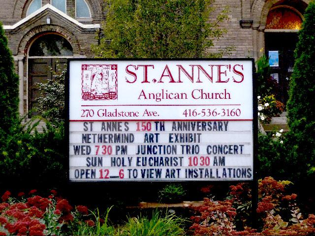 Sign for St. Anne's Church during the NetherMind installations / photo Barbara Solowan