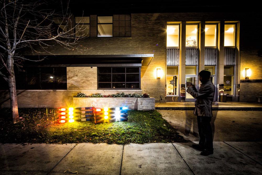 Patrick Quinn's <em>Lightworks</em> at the Wayne County Sheriff Building / photo Dave Lewinski Photography