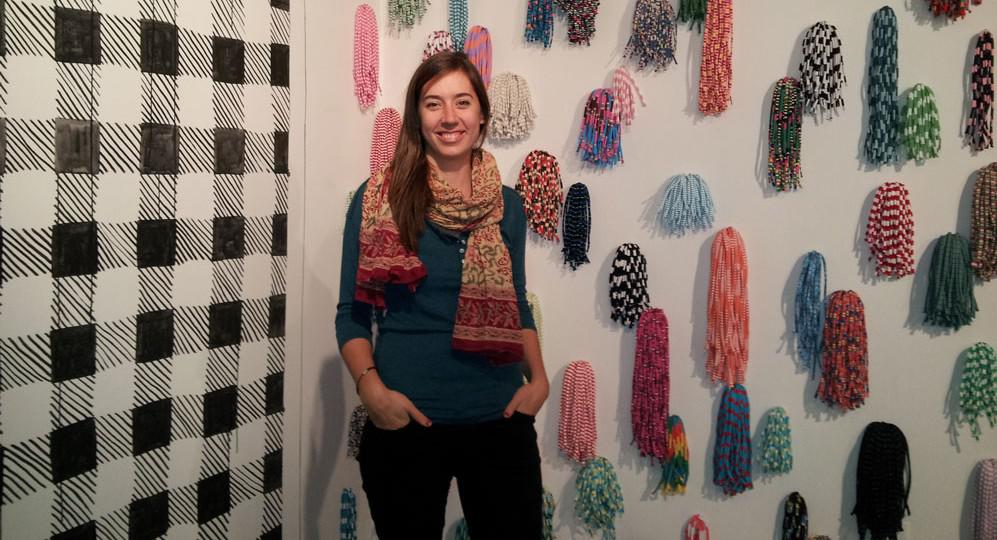 Mary MacDonald, new director of Eastern Edge, with part of the gallery's current Hazel Meyer exhibition.