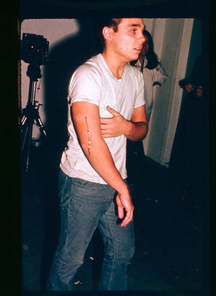 Chris Burden <em>Shoot, November 19, 1971</em> 1971 Courtesy of the University of California, Berkeley Art Museum and Pacific Film Archive