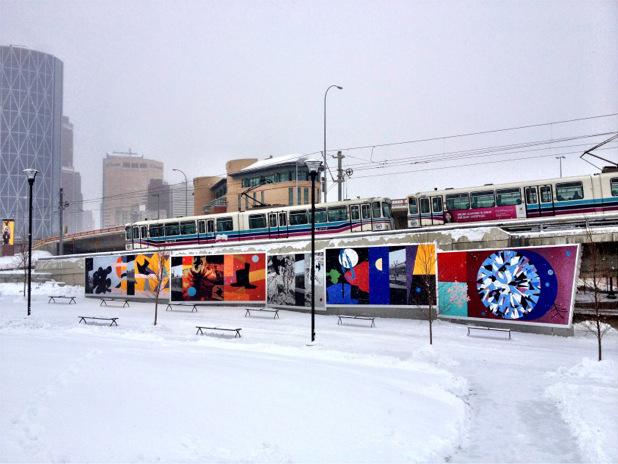 A view of Ron Moppett’s mosaic mural <em>THESAMEWAYBETTER/READER</em> / photo Neil MacKimmie