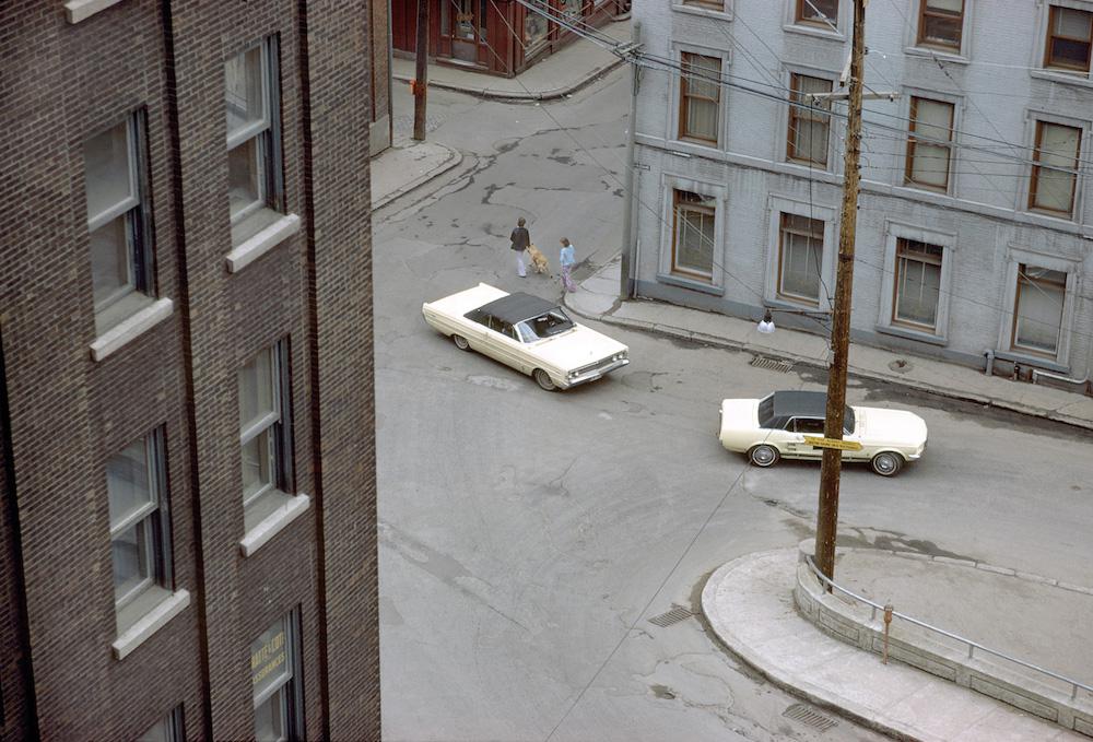 Fred Herzog <em>Two White Cars, Quebec City</em> 1969 Courtesy Equinox Gallery