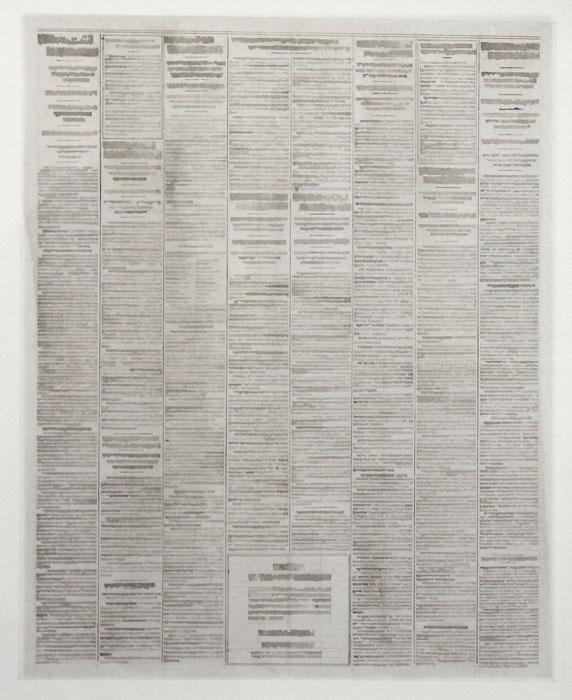 Neil Wedman Work from the series <em>Newspapers #1–12</em> 2011 Detail Courtesy the artist, Charles H. Scott Gallery and Equinox Gallery / photo Kevin Romaniuk