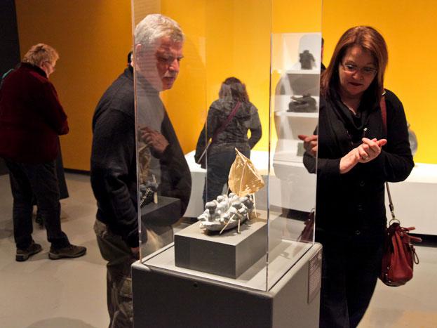 Visitors at the exhibition “Creation and Transformation: Defining Moments in Inuit Art” / photo Leif Norman
