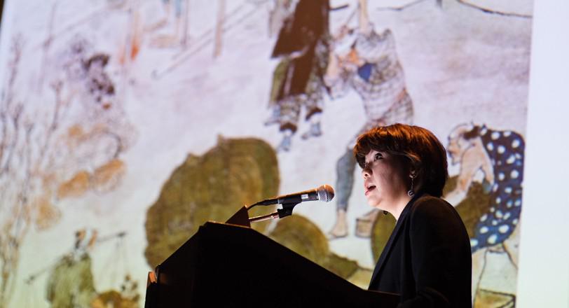 Mami Kataoka of the Mori Art Museum lecturing at the Art Gallery of Ontario / photo Emma McIntyre Mami Kataoka of the Mori Art Museum lecturing at the Art Gallery of Ontario / photo Emma McIntyre