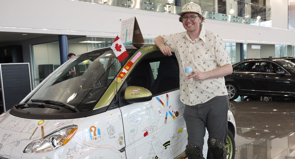 Jason McLean takes a break from working on his art car in London, Ontario, in March / photo Richard Rhodes (Image 1/3)