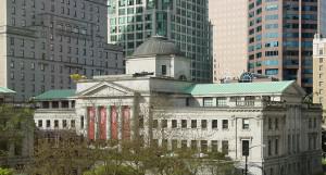 The Vancouver Art Gallery, photographed from the corner of Robson and Howe / photo by Jason Vanderhill via Wikimedia